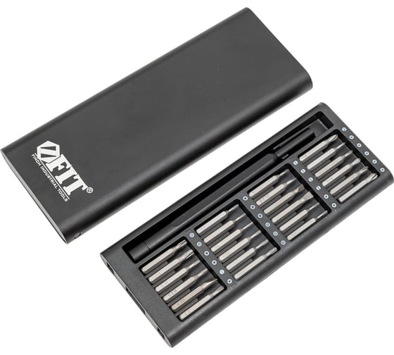 Изображение товара Отвертка с битами для точных работ FIT 25 бит сталь S2, алюминиевый кейс, Профи 56195