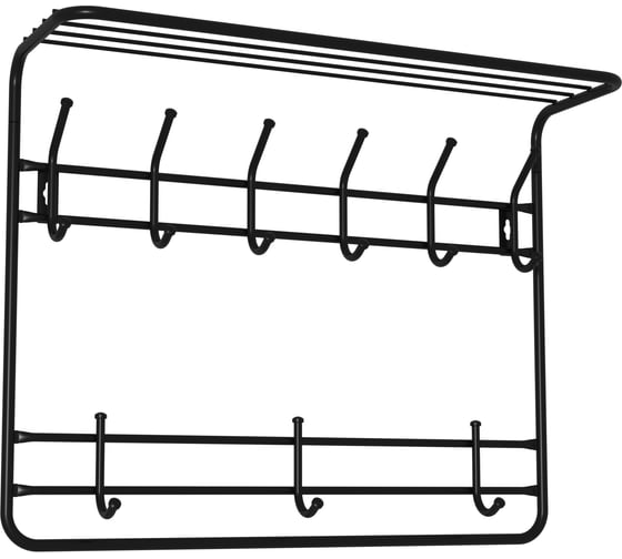 Изображение товара Двухъярусная настенная вешалка ЗМИ с полкой цвет черный ВСП9Ч