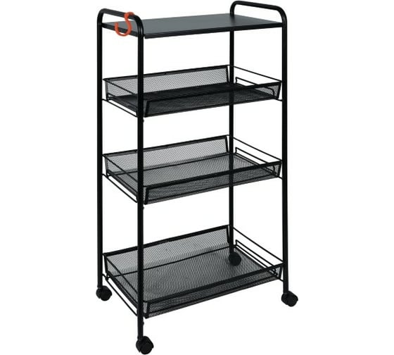 Изображение товара Этажерка  Стеллаж для хранения ЗМИ Ладья 34 КС  4 секции  с колёсами  цвет черный Э 357 Ч Э 357  Ч