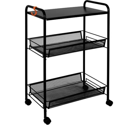 Изображение товара Этажерка / Стеллаж для хранения ЗМИ Ладья 33КС / 3 полки / с колёсами / цвет черный Э 356 Ч Э 356  Ч