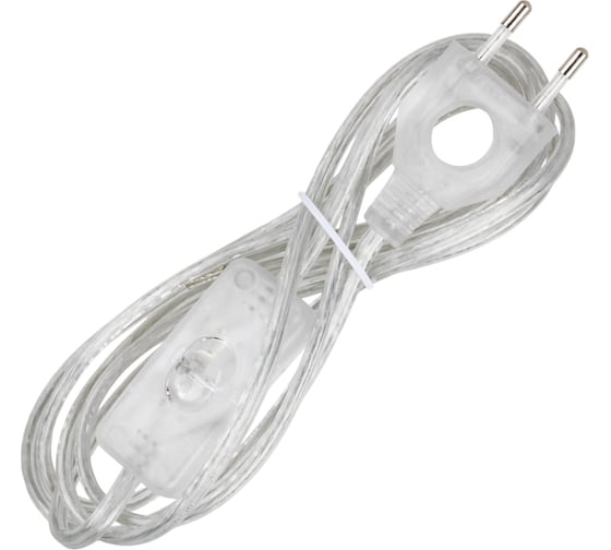 Изображение товара Шнур с выключателем и плоской вилкой с вырезом TDM ELECTRIC ШУ03В ШВВП 2x0,75мм2 2 м. прозрачный SQ1305-0024