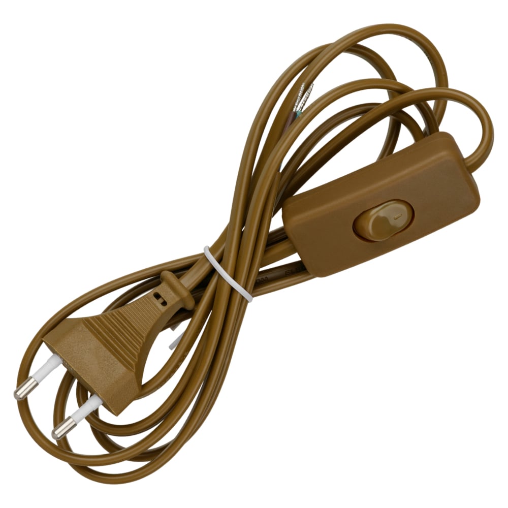 Изображение товара Шнур с выключателем и плоской вилкой TDM ELECTRIC 2м бронза