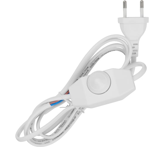 Изображение товара Шнур с плоской вилкой и светорегулятором TDM ELECTRIC ШУ05С1 200Вт, RL ШВВП 2x0,75мм2 2м. белый SQ1305-0051