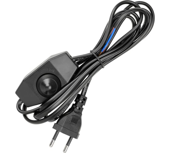 Изображение товара Шнур с плоской вилкой и светорегулятором TDM ELECTRIC ШУ05С2 200Вт, RL ШВВП 2x0,75мм2 2м. черный SQ1305-0052