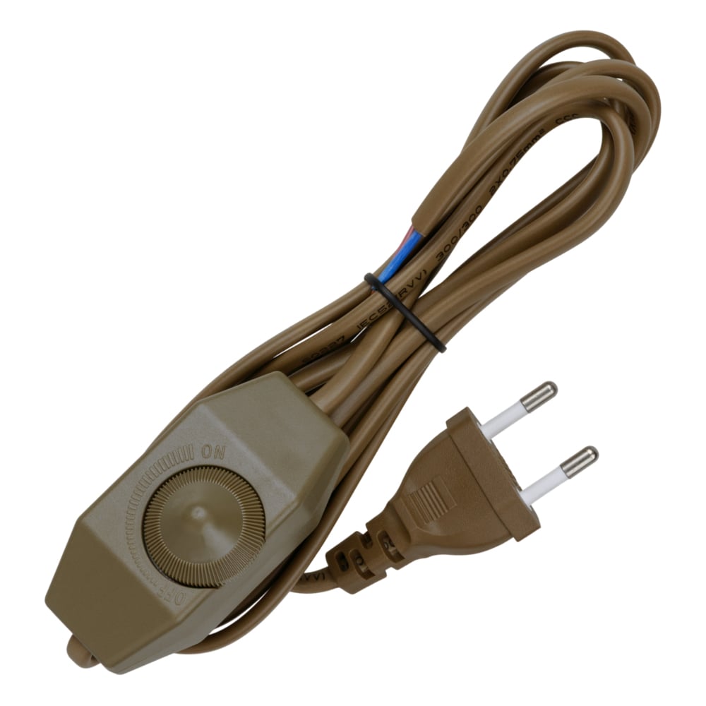 Изображение товара Шнур с плоской вилкой и светорегулятором TDM ELECTRIC 200Вт, IP20, 2м, бронза