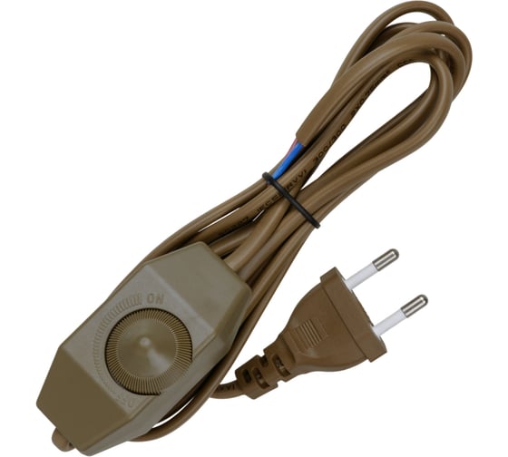 Изображение товара Шнур с плоской вилкой и светорегулятором TDM ELECTRIC ШУ05С3 200Вт, RL ШВВП 2x0,75мм2 2м. бронза SQ1305-0053