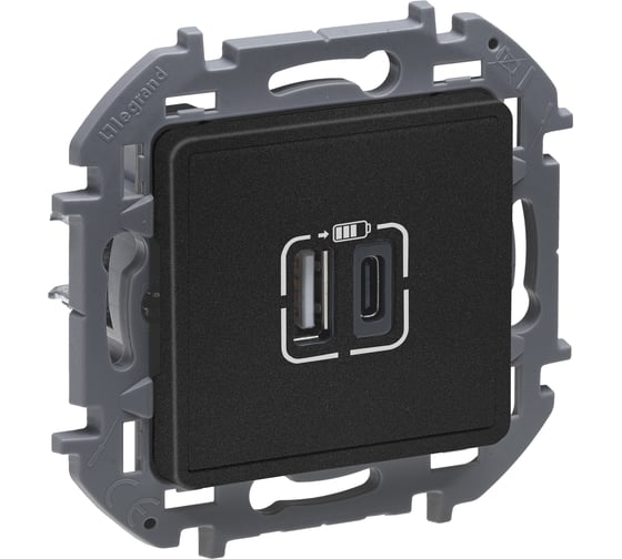 Изображение товара Зарядное устройство с двумя USB-разьемами A-C Legrand 240В/5В 3000мА - INSPIRIA - антрацит 673763