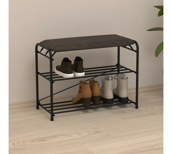 Изображение товара Обувница-этажерка для обуви ЗМИ Альфа 23С 2 полки 6 пар обуви цвет черный ПДОА23СЧ