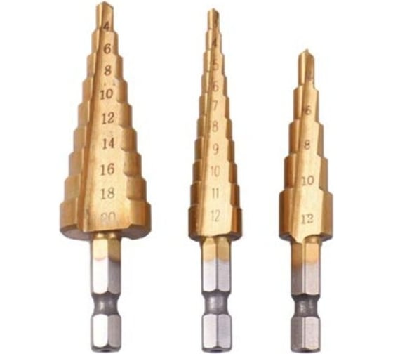 Изображение товара Сверло ступенчатое 4-39 мм, 13 размеров Резолюкс 31404