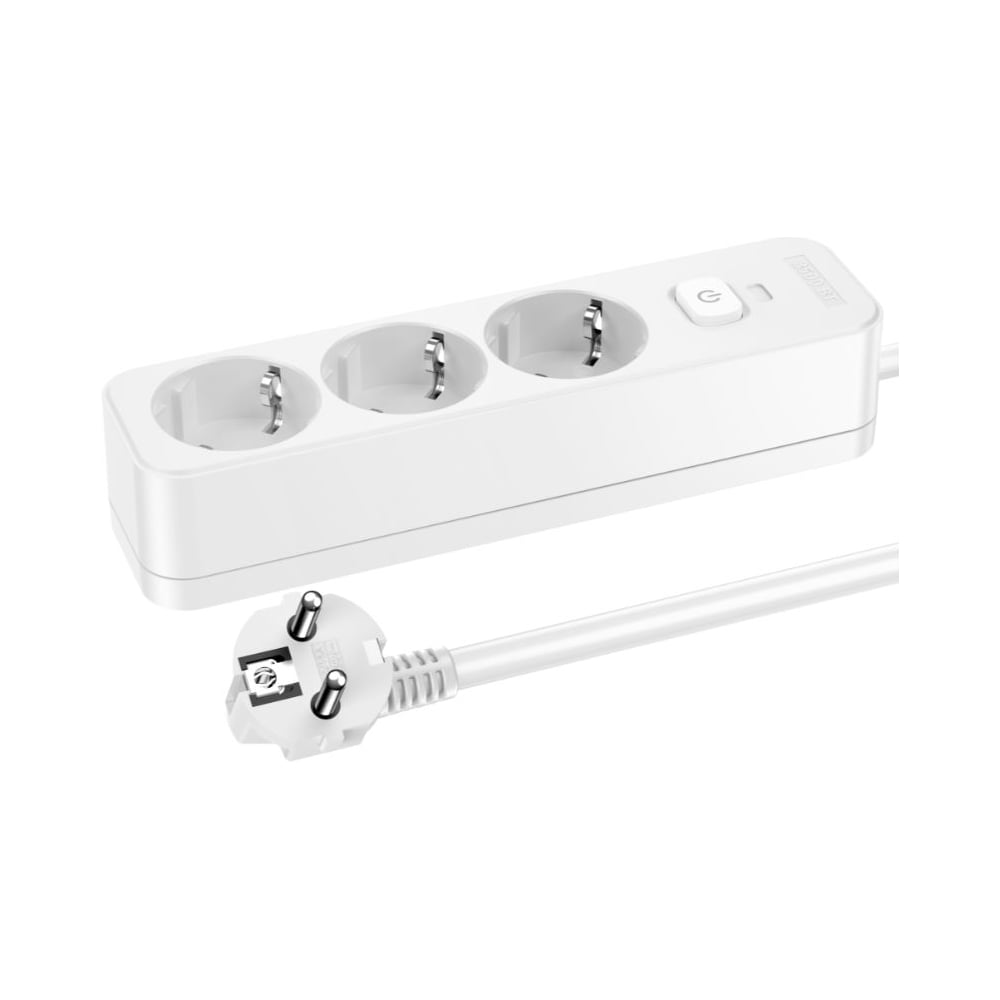 Сетевой удлинитель Perfeo REAL STRIP 3,0м, 3 розетки, 16А, 3500 Вт, белый. 30025597