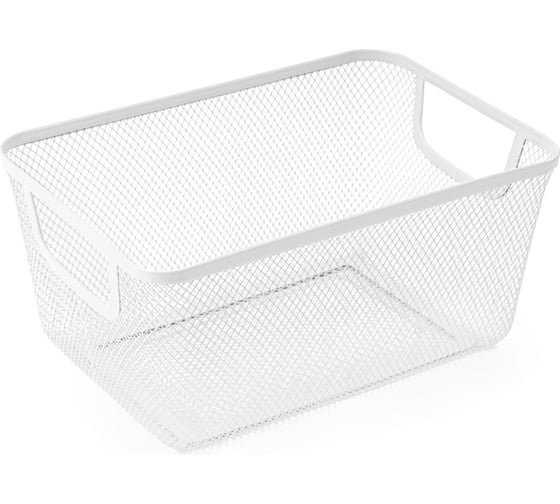 Изображение товара Корзина для хранения Zenfort Уют, 31x21x14.5 см, мелкая сетка, квадратная, металл, белый 180080