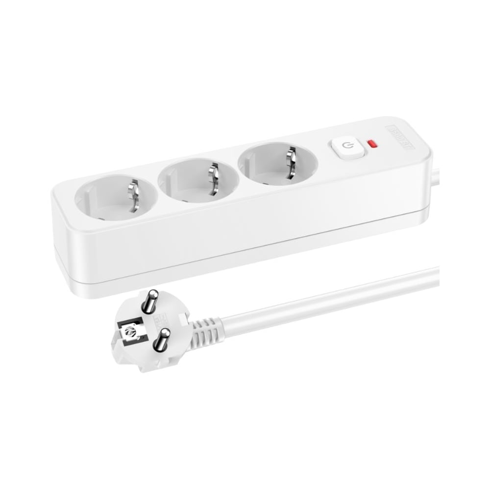 Сетевой фильтр PERFEO REAL HOME 0,5м, 3 розетки, 16А, 3500 Вт, тройная защита, белый 30025601