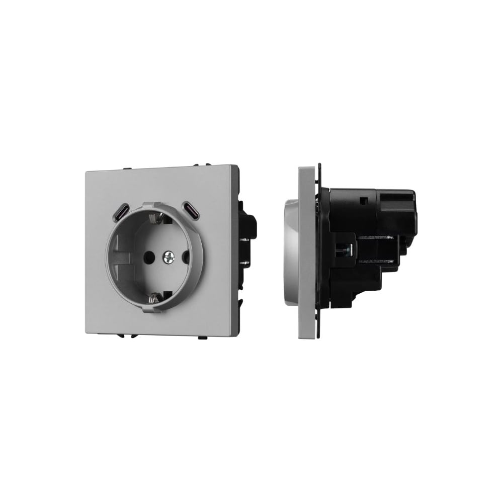 Розетка зк со шторками с USB Arlight ARL NOBE тип C+С софт-тач никель SCT-MUCC-SFPL-IS , 1шт 061817(1)