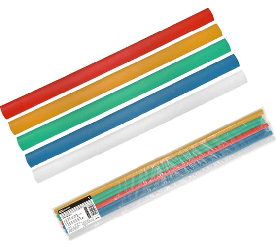 Изображение товара Термоусаживаемые трубки TDM ELECTRIC, клеевые, набор 5 цветов по 2 шт. ТТкНГ3:1-19,1/6,4 SQ0548-1610