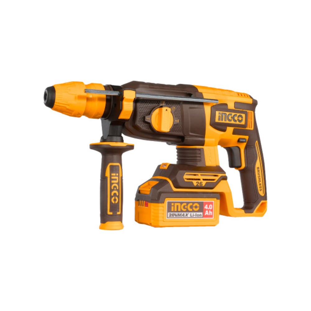 Аккумуляторный бесщеточный перфоратор INGCO INDUSTRIAL (20 В, 2.5 Дж, SDS-Plus, 2х4.0 Ач CRHLI202689