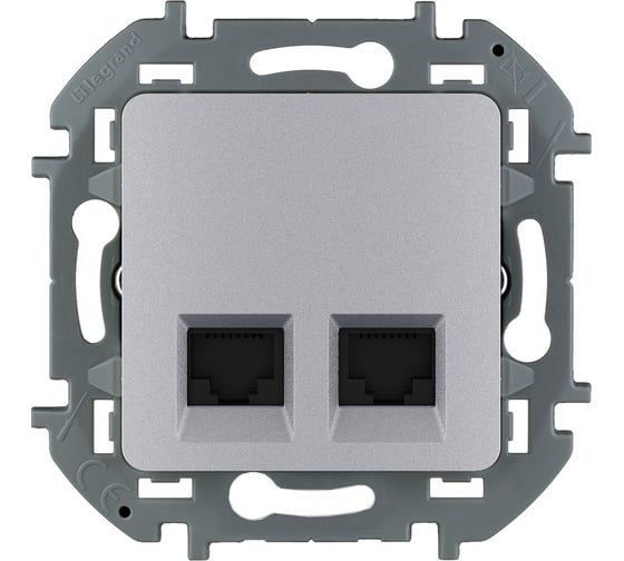 Изображение товара Розетка Legrand компьютерная двойная RJ45 категория 6 UTP Legrand Inspiria алюминий 673842