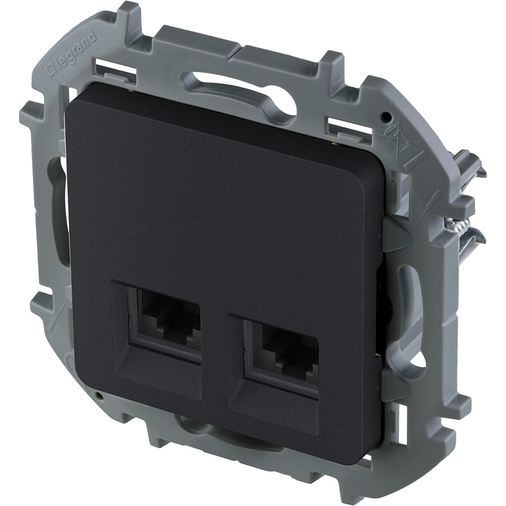 Изображение товара Розетка Legrand компьютерная двойная RJ45 категория 6 UTP Legrand Inspiria антрацит 673843