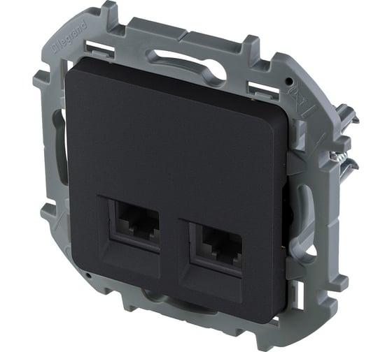 Изображение товара Розетка Legrand компьютерная двойная RJ45 категория 6 UTP Legrand Inspiria антрацит 673843