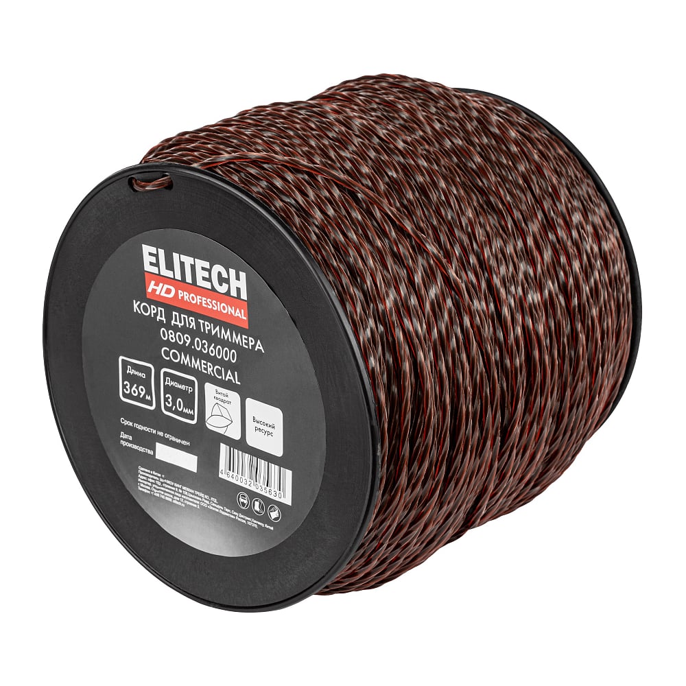 Леска 0809.036000 (витой квадрат,3,0мм,369м) HD Elitech 216320