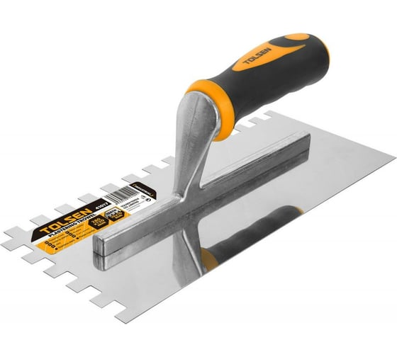 Изображение товара Гладилка TOLSEN с фибергласовой ручкой ПРОФИ 120x280мм зубчатая 10x10 41017