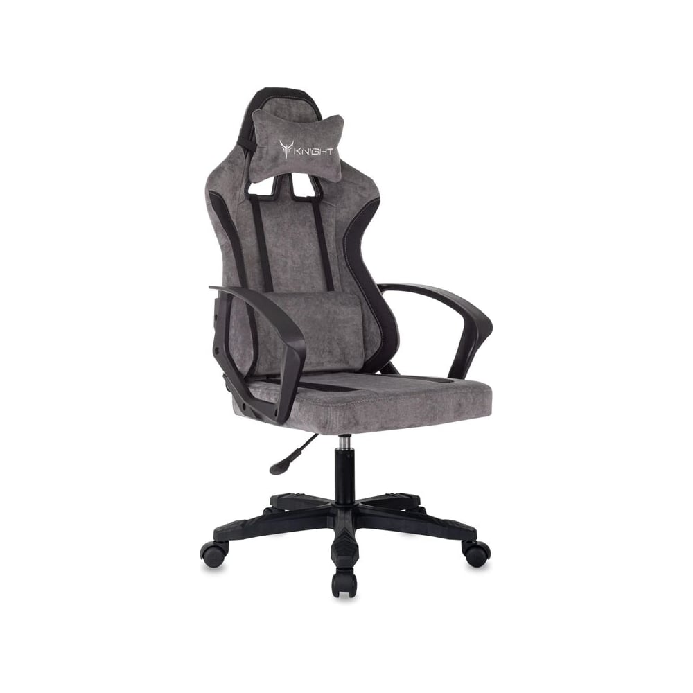 Кресло игровое Бюрократ Knight Optimum серое/черное, пластиковая крестовина 2069196