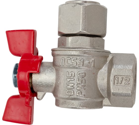 Изображение товара Шаровой кран VALFEX PREMIUM для воды, угловой, с накидной гайкой, 1/2" ВР/ВР, бабочка VF.266.NB1.012.PREMIUM