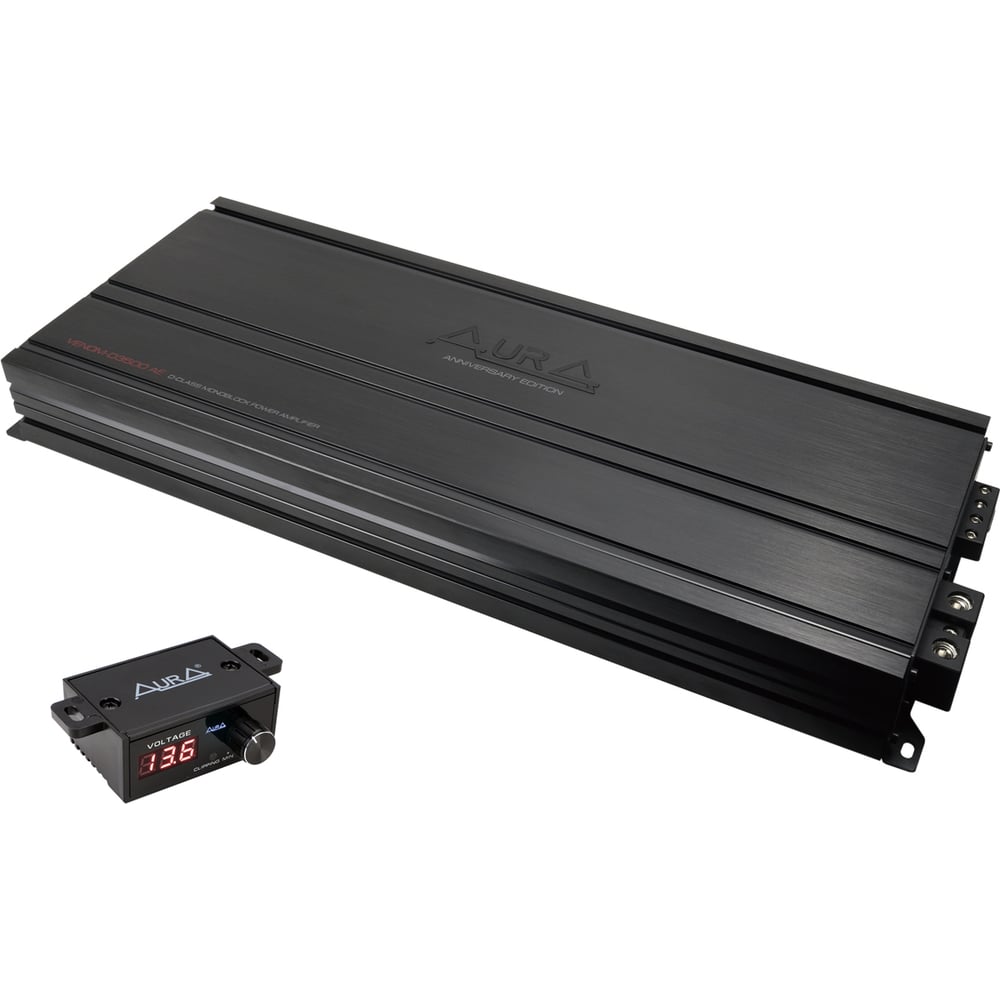 Усилитель AurA 1-канальный 1х1200Вт 4?, 1х2300Вт 2?, 1x3500 1? RMS, 20—250Hz, 480x190х57мм VENOM-D3500-AE