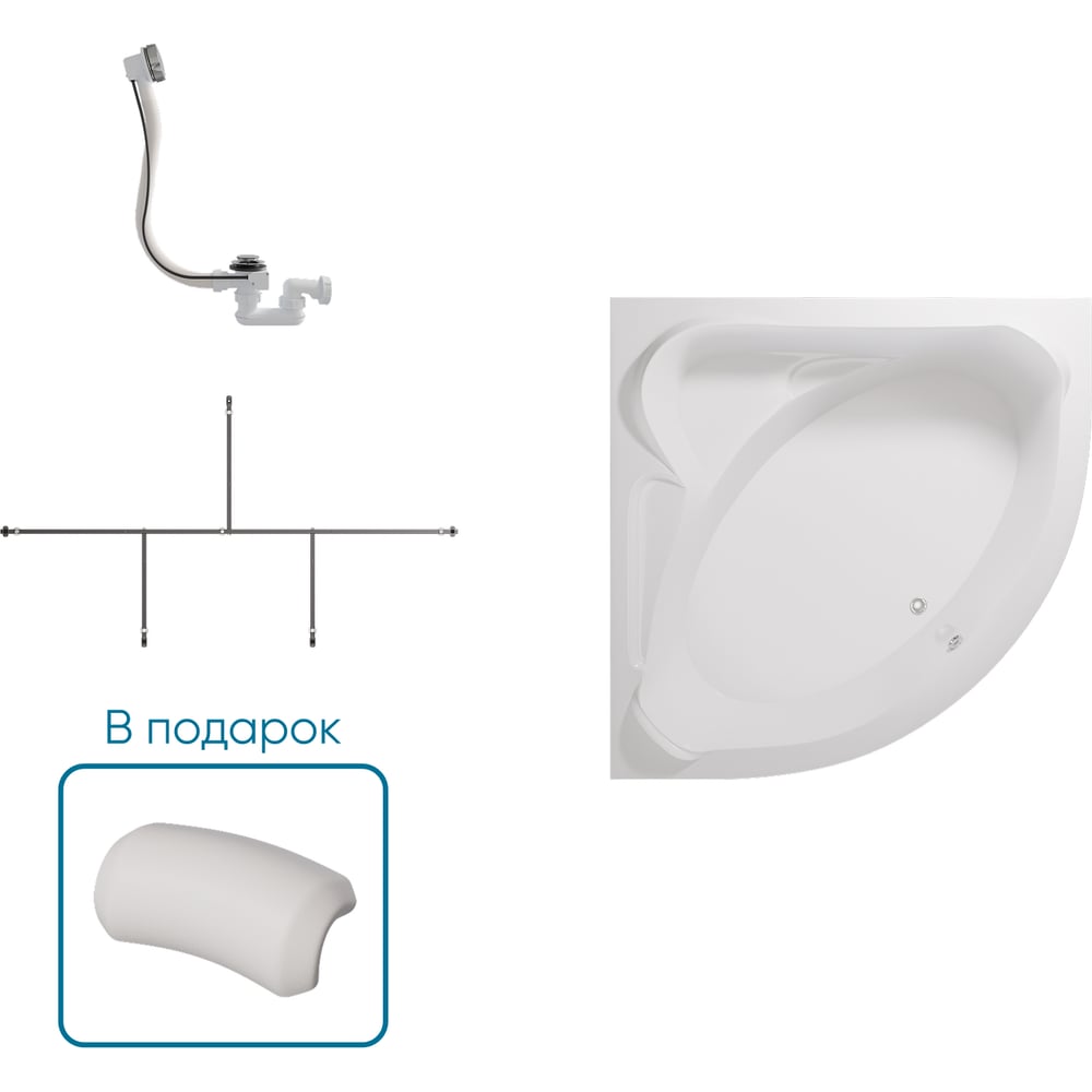 Изображение товара Ванна 1Marka Ibiza 1500x1500 мм, комплект Стандарт 2 П 01иби1515кс2п Изображение товара Ванна 1Marka Ibiza 1500x1500 мм, комплект Стандарт 2 П 01иби1515кс2п