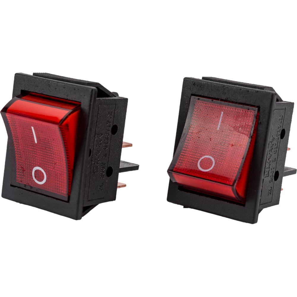 Изображение товара Клавиша Nord-Yada 250V 30А (мощная) красная с подсветкой (4контакта) ON-OFF (2шт в упаковке) 905462