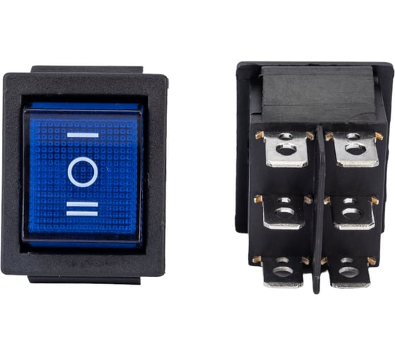 Изображение товара Клавиша Nord-Yada 250V 16А с нейтралью синяя с подсветкой (6контактов) ON-OFF (2шт в упаковке)-ON 905452