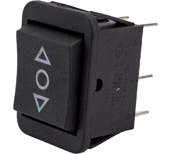 Изображение товара Клавиша Nord-Yada 250V 16А с нейтралью без фиксации черная (6контактов) ON-OFF-ON (2шт в упаковке) 905445