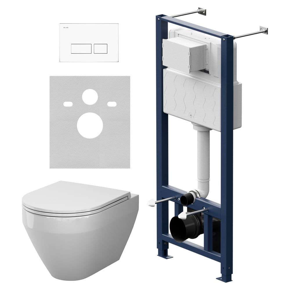 Инсталляция AM.PM с кнопкой Pro S, белый, с подвесным унитазом Spirit V2.0 Aquaspin IS47001.701900