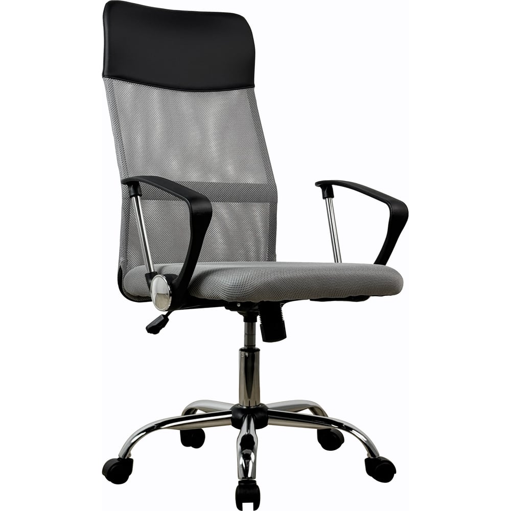 Кресло рабочее KSG Kingstyle FK-1-2 Noir Chrome светло-серое, черное KS-001423