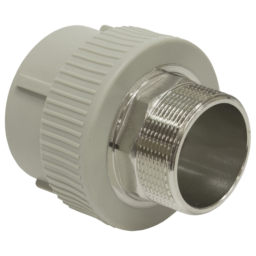 Муфта комбинированная PPR 90x3" НР TEBO под ключ серый 016020714