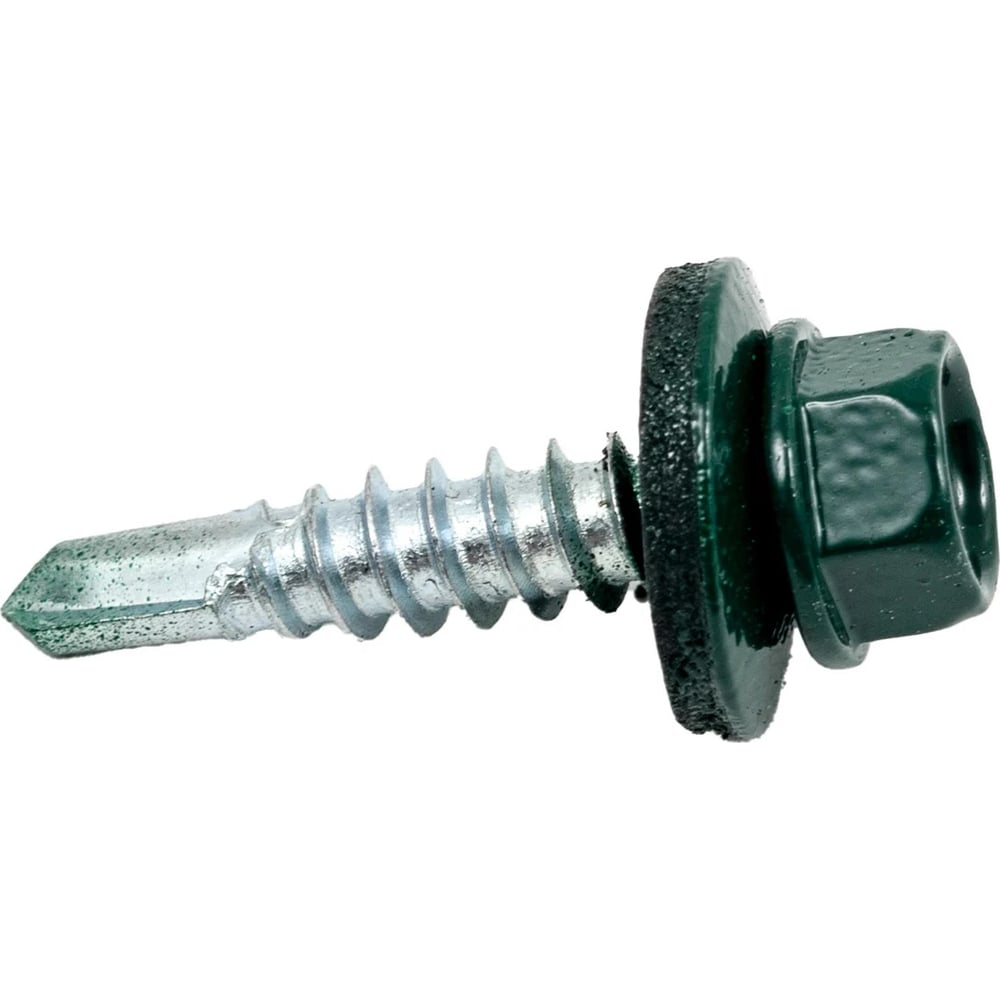Саморез ARNO INDUSTRIES 4,2х25 мм с прессшайбой острый 250 шт. для крепления листовых материалов RAL6005 зеленый AB3704202565298-250