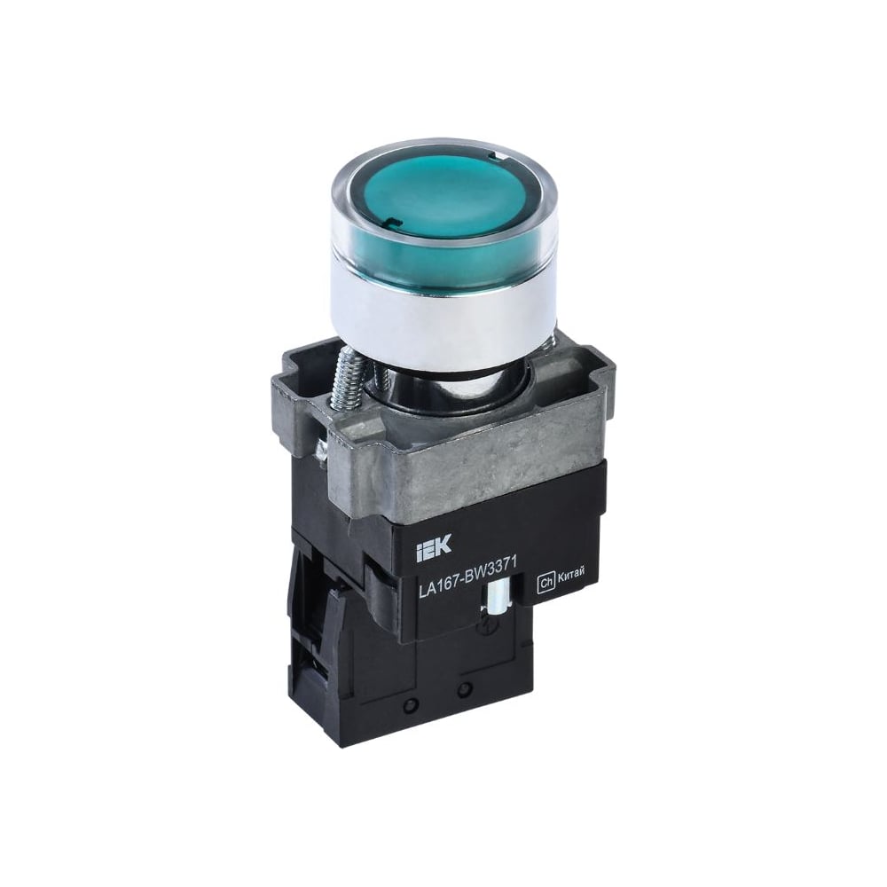 Кнопка IEK LA167-BW3371 d=22мм RC 1NO с подсветкой, зеленая BBT20-BW3371-1-12-67-K06