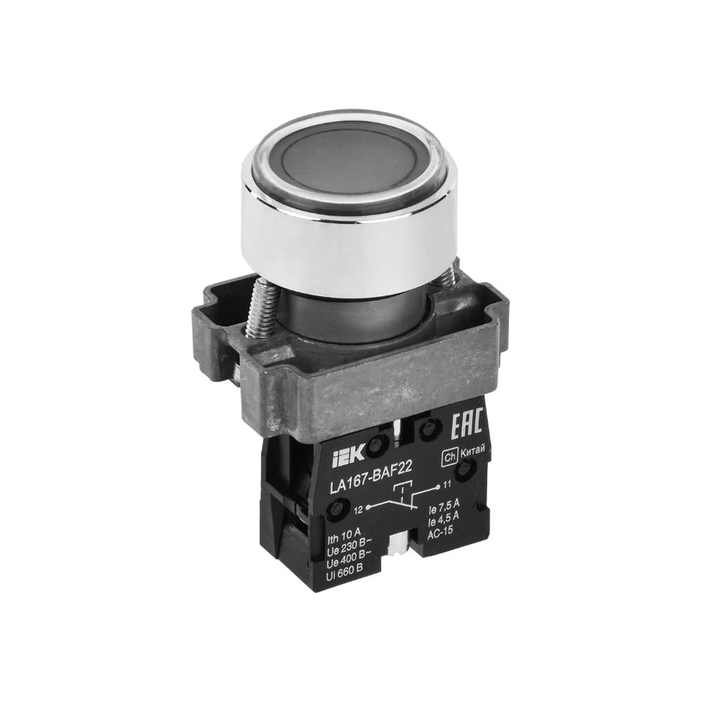 Кнопка IEK LA167-BAF22 d=22мм 1NC черная BBT20-BAF22-2-22-67-K02