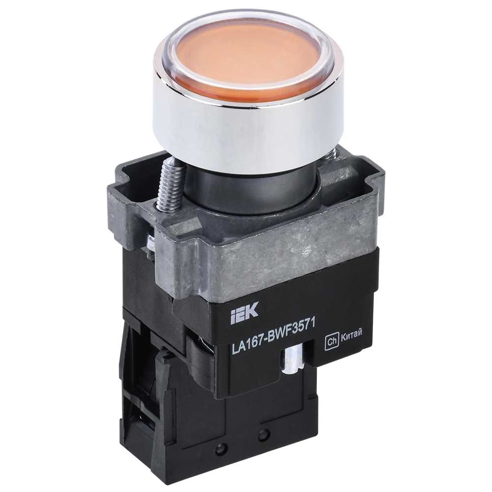 Кнопка IEK LA167-BWF3571 d=22мм RC 1NO с подсветкой, желтая BBT20-BWF3571-1-12-67-K05