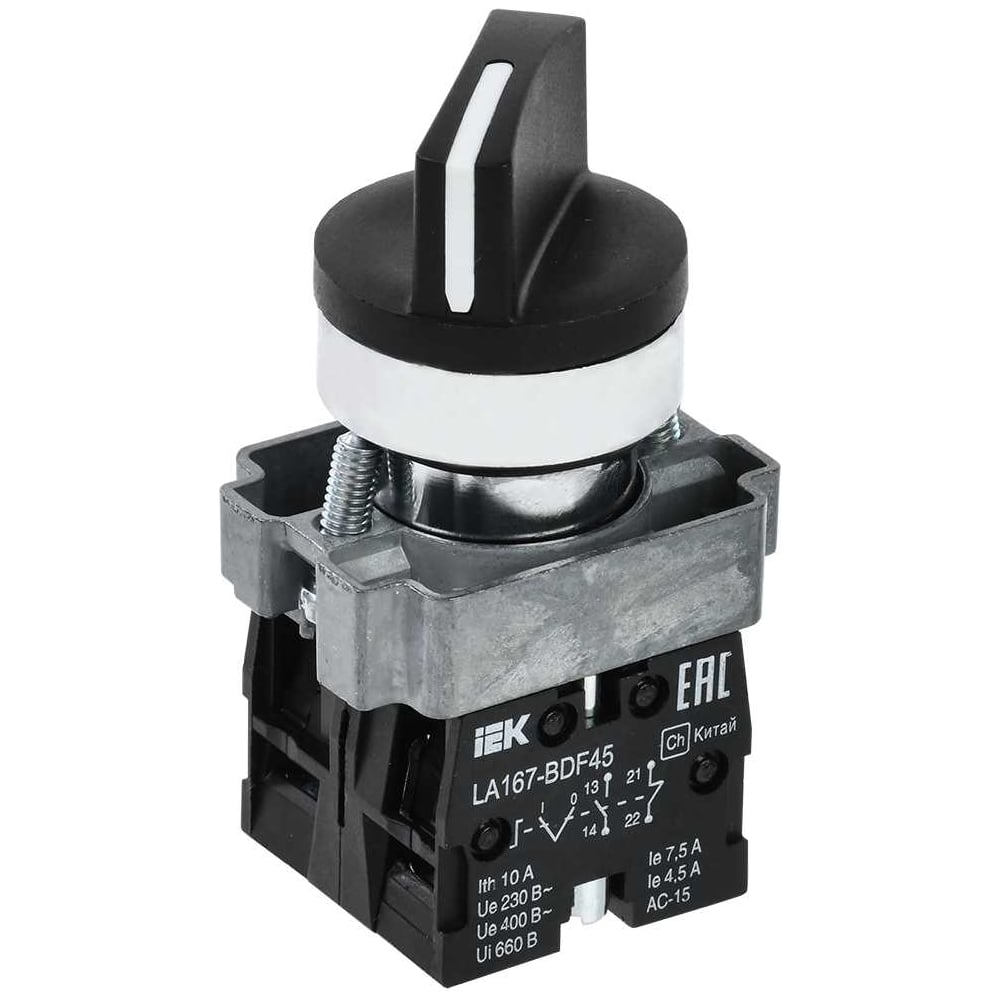 Переключатель IEK LA167-BDF45 2 положения 1NO+1NC черный BSW20-BDF45-3-24-67-2-K02
