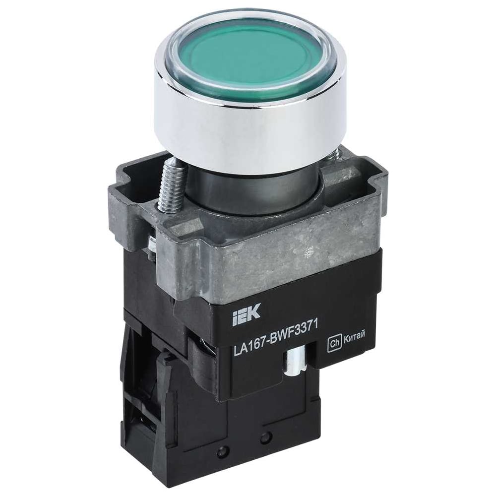 Кнопка IEK LA167-BWF3371 d=22мм RC 1NO с подсвет зеленая BBT20-BWF3371-1-12-67-K06