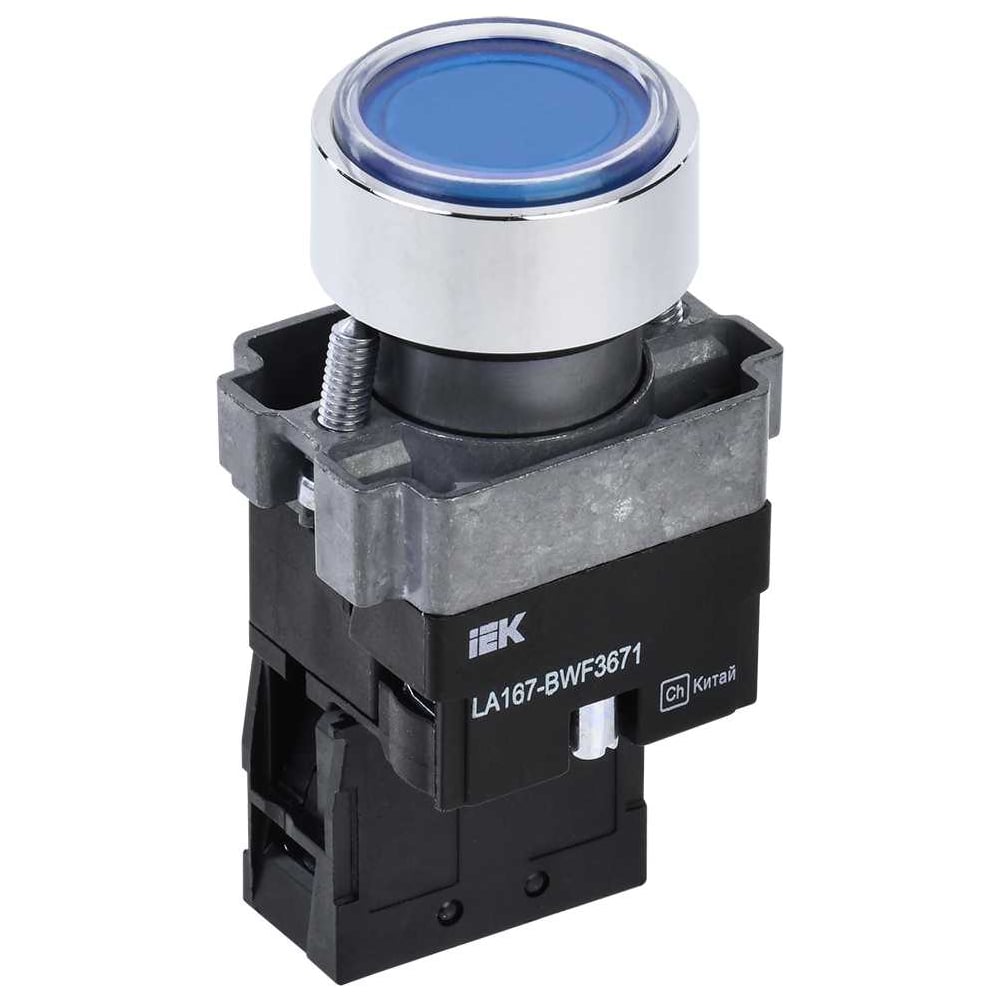 Кнопка IEK LA167-BWF3671 d=22мм RC 1NO с подсветкой, синяя BBT20-BWF3671-1-12-67-K07