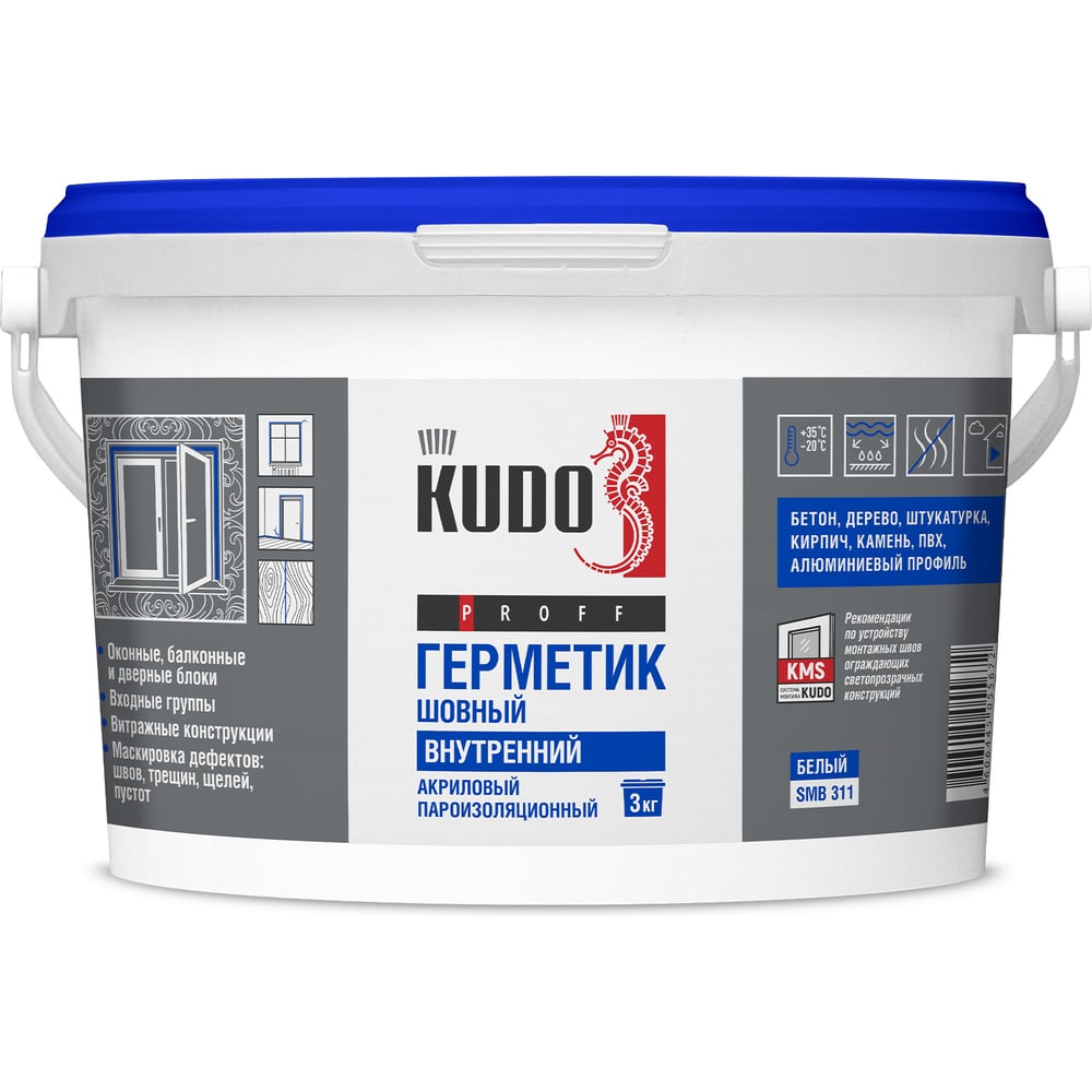 Герметик акриловый пароизоляционный внутренний Kudo Proff 3 кг - 2
