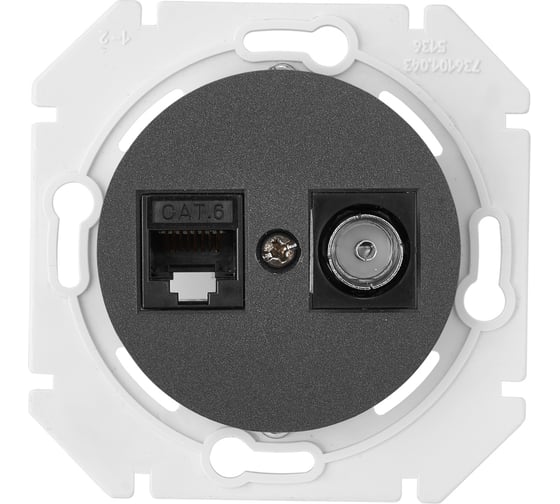 Изображение товара Механизм компьютерной розетки +ТВ Bylectrica скрытая установка, серия ПРОВАНС, ТК-6351 графит