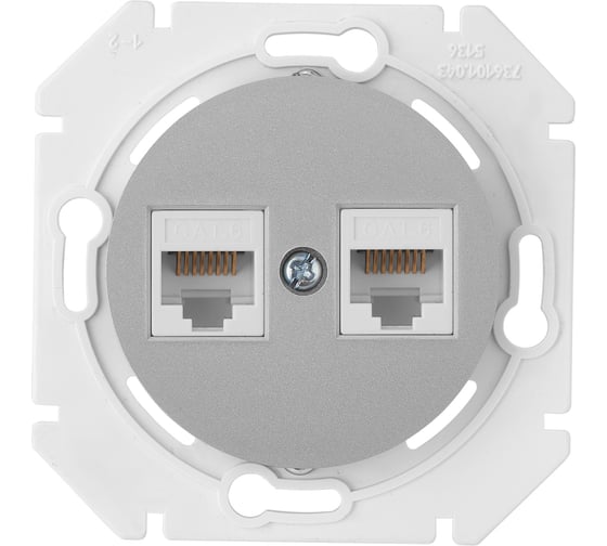 Изображение товара Механизм компьютерной розетки Bylectrica 2-местная, категория 5е, скрытая установка, серия ПРОВАНС, РК216-6312 серебро