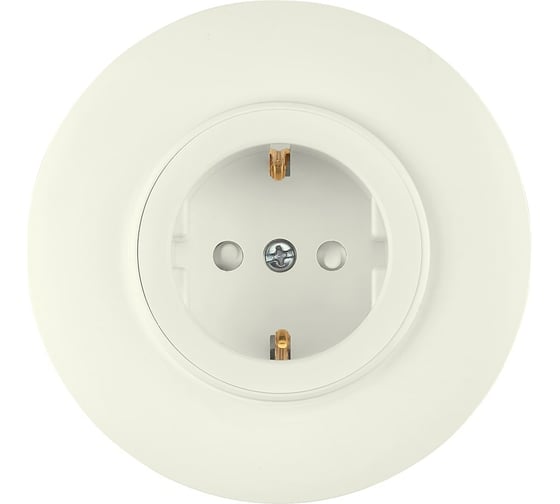 Изображение товара Розетка Bylectrica 1-местная, скрытая установка, с заземляющим контактом, со шторками, диаметр 92 мм, серия ПРОВАНС круг, РС16-0406 бежевый