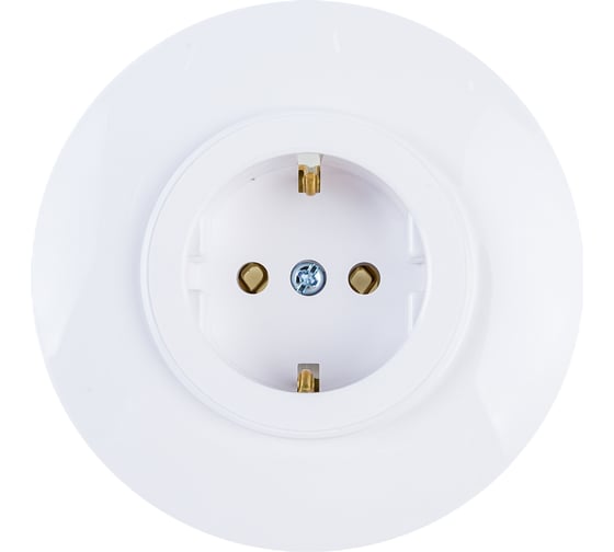 Изображение товара Розетка Bylectrica 1-местная, скрытая установка, с заземляющим контактом, диаметр 92 мм, серия ПРОВАНС круг, белый РС16-0402