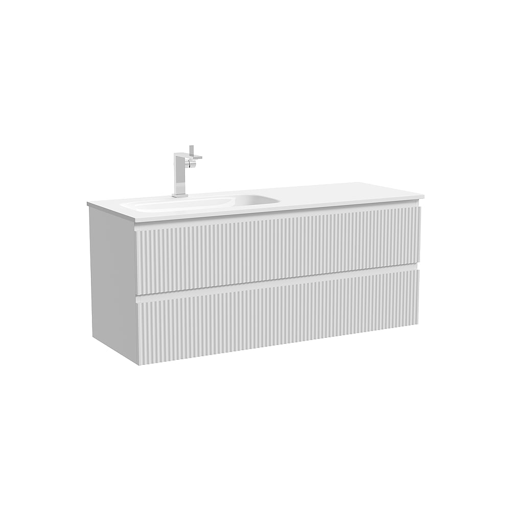 Тумба подвесная левая Sancos Snob R 1195x445x500 мм, 2 ящика с доводчиками Bianco SNR120LW