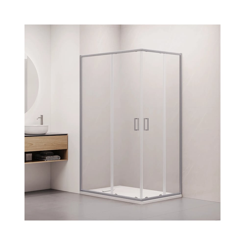 Изображение товара Уголок душевой RGW CL-44-S NEW 900x1200x1850 мм, прямоугольный, сатин, прозрачное стекло 5 мм 38094492-111