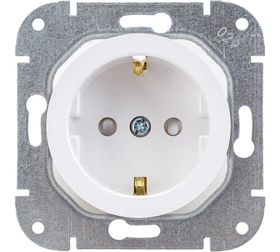 Изображение товара Механизм розетки Bylectrica 1-местная, скрытая установка, с заземляющим контактом, со шторками, серия ПРОВАНС, белый РС16-1406