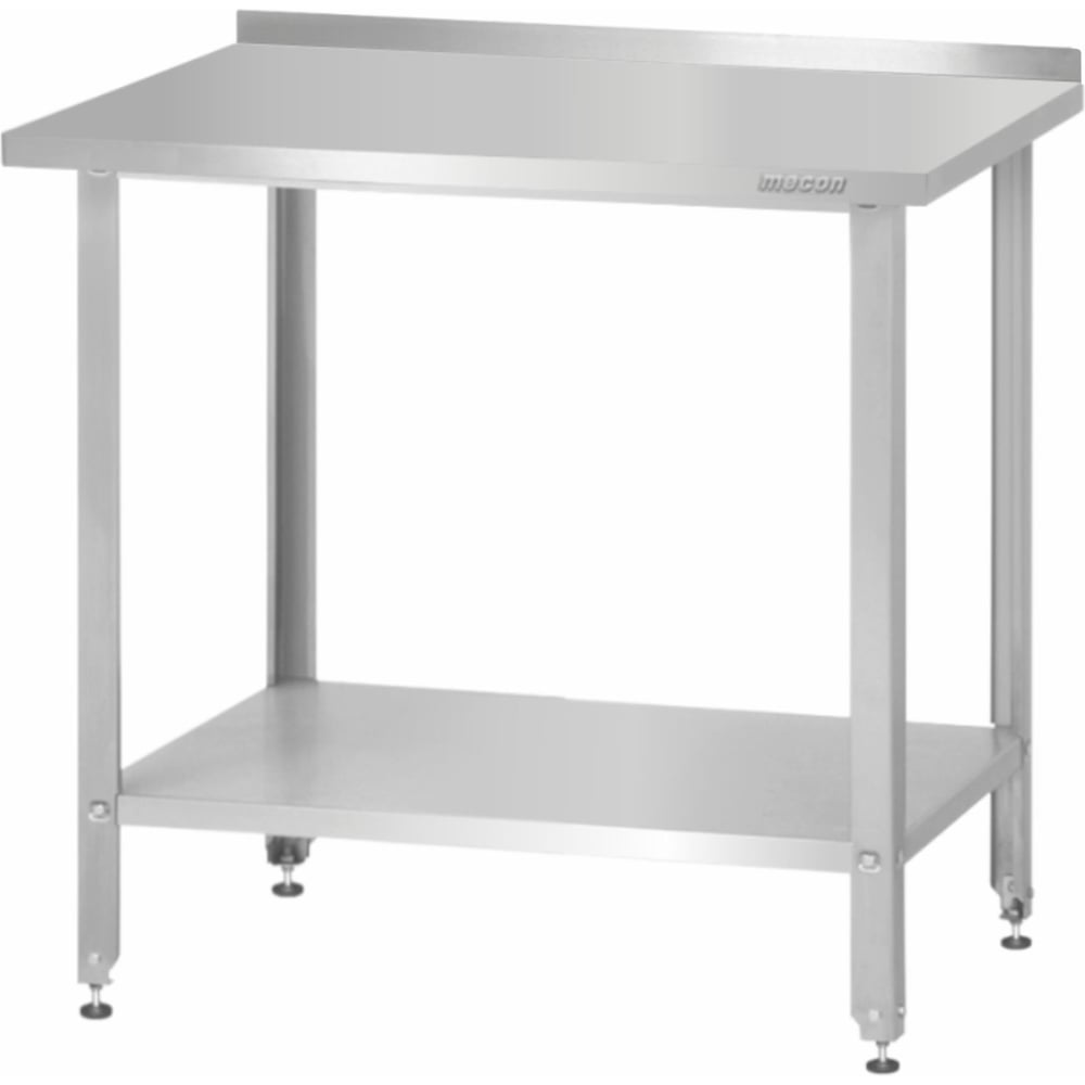 Стол производственный Mecon СПРн - 600х600х860 Norma Inox, борт (полка сплошная; ножка угловая) СПР-NIn606086-б-пс-ну